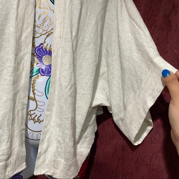 Loft Heather White Gray Cardigan Open Front - Picture 3 of 4